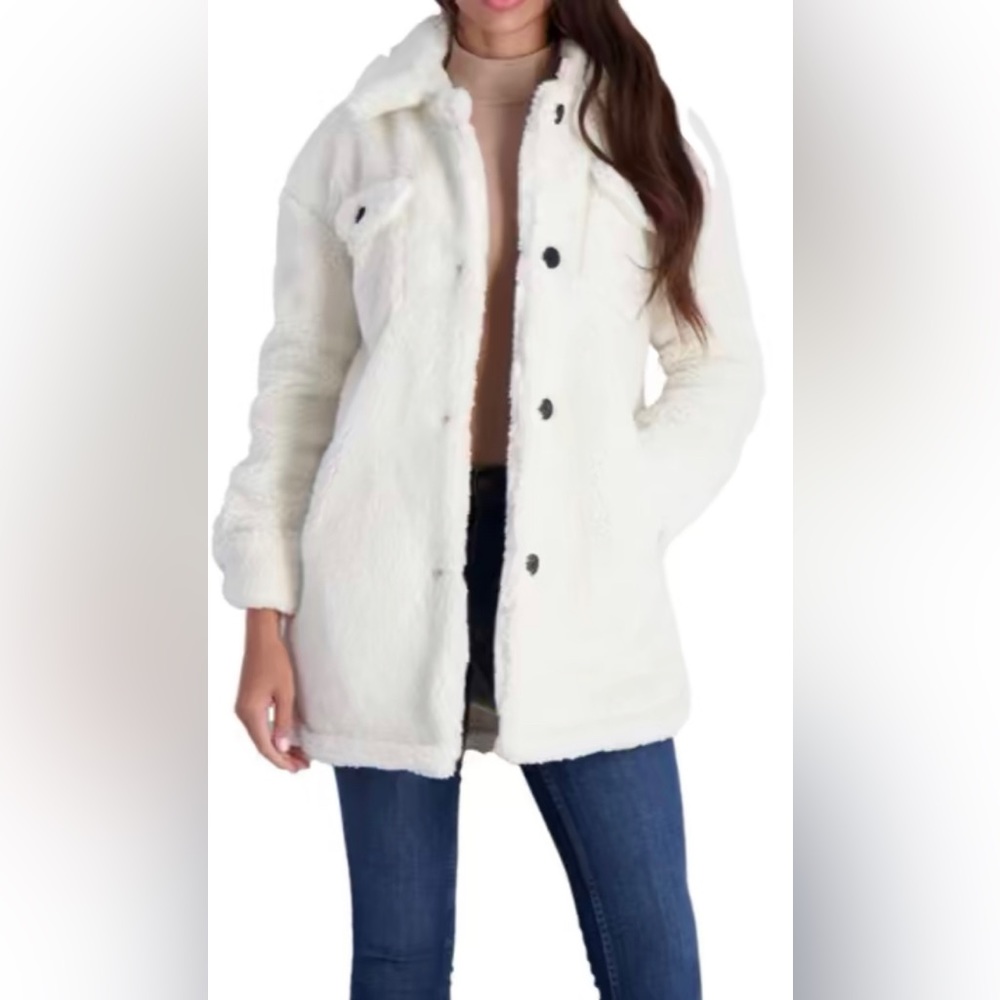 NWT Lucky Brand Women’s Faux Fur Mid-length Trucker Coat